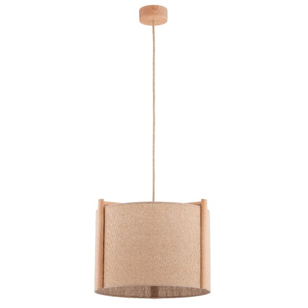 Pendelleuchte Holz Stoff Natur E27 L:42 cm dekorativ