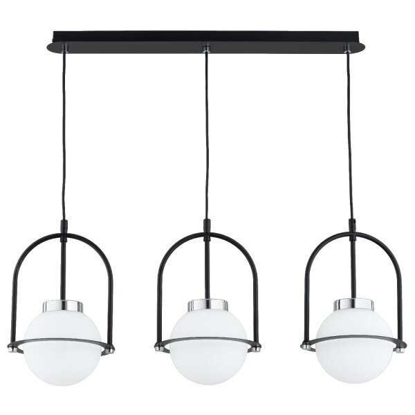Pendelleuchte 3-flammig Glas Schwarz E14 L:72 cm Modern