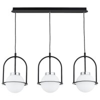 Pendelleuchte 3-flammig Glas Schwarz E14 L:72 cm Modern