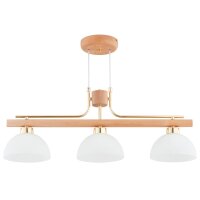 Hängelampe 3-flammig Holz Glas E27 L:72 cm dekorativ