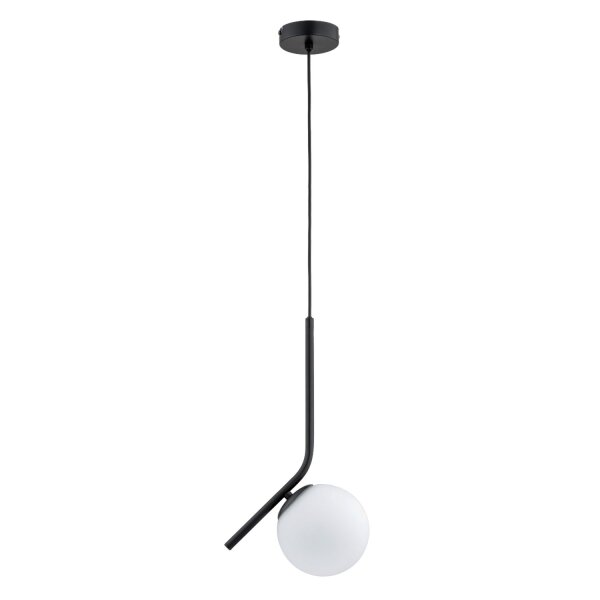 Hängelampe Glas Kugel Schwarz Metall E14 L:24 cm Modern