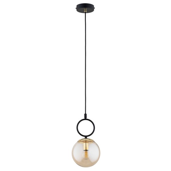 Hängelampe Glas Bernstein Schwarz E14 L:15 cm Modern