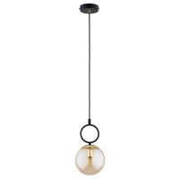 H&auml;ngelampe Glas Bernstein Schwarz E14 L:15 cm Modern