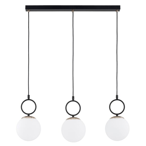Pendelleuchte Glas Metall Schwarz 3-flammig E14 L:72 cm