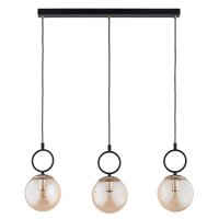 H&auml;ngelampe Glas Schwarz Bernstein 3-flammig E14 L:72 cm