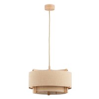 Pendelleuchte Holz Stoff Schirm E27 L:49 cm dekorativ