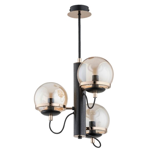 Deckenleuchte 3-flammig Schwarz Bernstein E14 L:38 cm