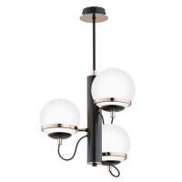 Deckenleuchte 3-flammig Glas Schwarz Wei&szlig; E14 B:38 cm