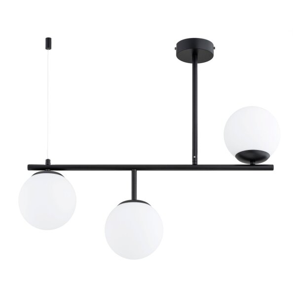 Deckenleuchte 3-flammig Glas Schwarz Weiß E14 L:72 cm