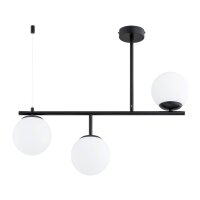 Deckenleuchte 3-flammig Glas Schwarz Wei&szlig; E14 L:72 cm