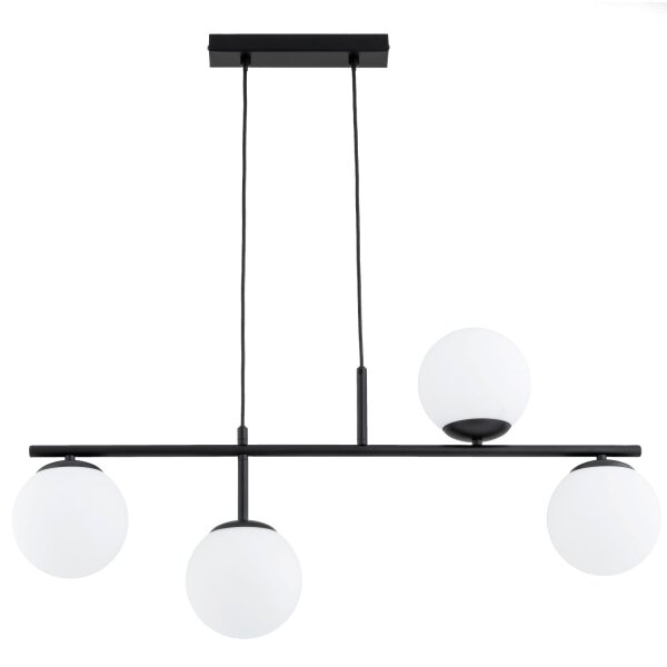 Pendelleuchte 4-flammig Glas Schwarz E14 L:82 cm