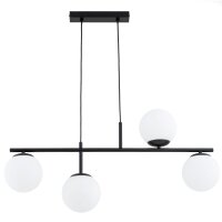 Pendelleuchte 4-flammig Glas Schwarz E14 L:82 cm