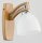Wandlampe Glas Holz Weiß Natur E27 B:22 cm dekorativ