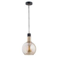 H&auml;ngelampe Glas Bernstein Schwarz E27 L:20 cm wohnlich