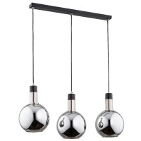 Pendelleuchte Rauchglas Schwarz 3-flammig E27 L:75 cm