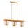 H&auml;ngelampe Holz 3-flammig Glas Bernstein E14 L:66 cm