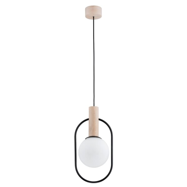 Hängelampe blendarm Glas Holz Natur E14 8,5 cm Skandi