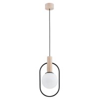 Hängelampe blendarm Glas Holz Natur E14 8,5 cm Skandi