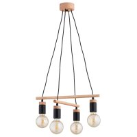 Hängelampe 4-flammig Holz Natur E27 50 cm Skandinavisch