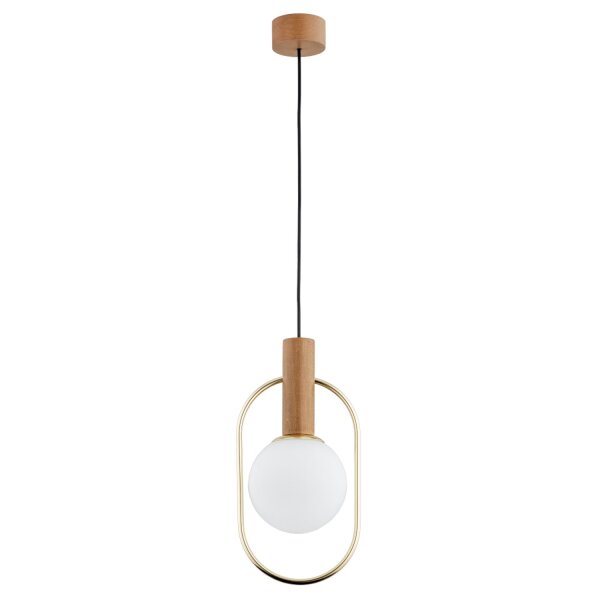 Hängelampe blendarm Glas Holz E14 18,5 cm dekorativ