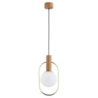 Hängelampe blendarm Glas Holz E14 18,5 cm dekorativ