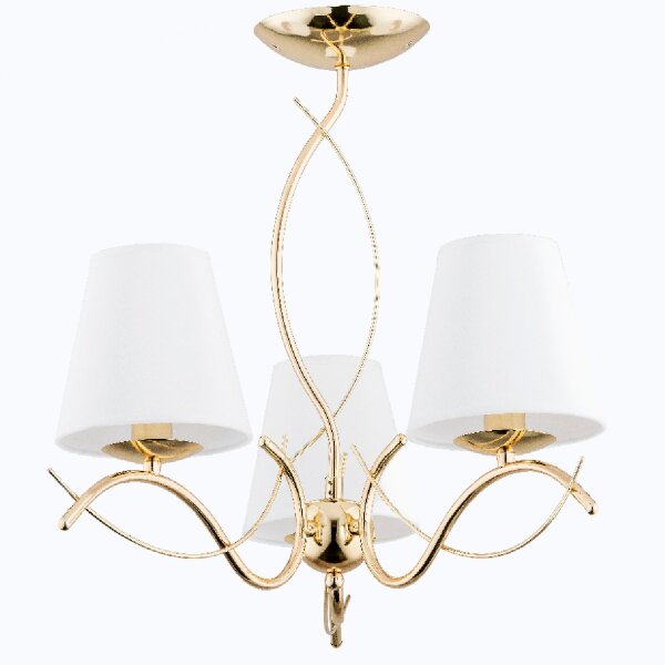 Deckenleuchte 3-flammig Stoff Weiß Gold E14 L:68 cm