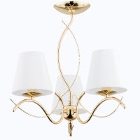 Deckenleuchte 3-flammig Stoff Wei&szlig; Gold E14 L:68 cm
