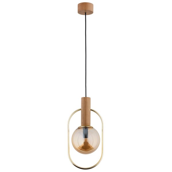 Pendelleuchte Glas Bernstein Natur E14 L:18,5 cm Ring