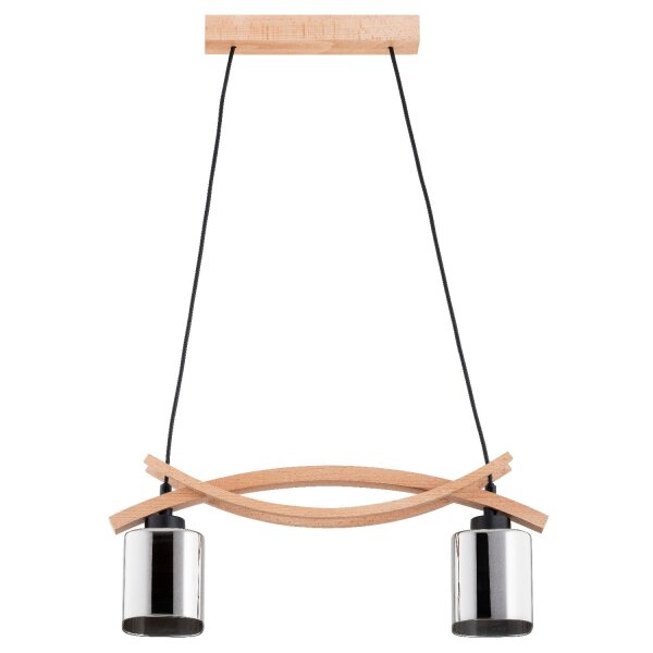 Hängelampe 2-flammig Holz Natur E27 L:55 cm wohnlich