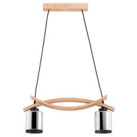 Hängelampe 2-flammig Holz Natur E27 L:55 cm wohnlich