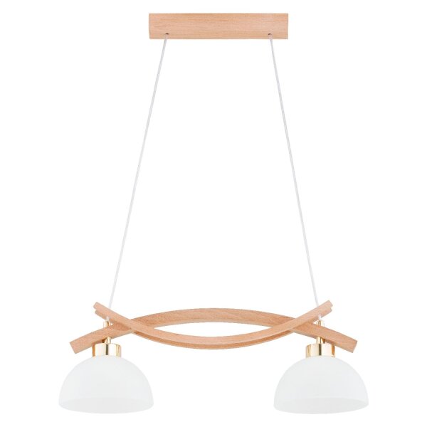 Pendelleuchte blendarm 2-flammig Glas Holz 58 cm Skandi