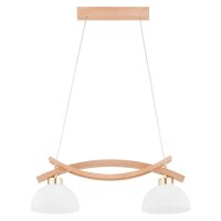Pendelleuchte blendarm 2-flammig Glas Holz 58 cm Skandi