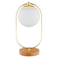 Tischleuchte blendarm Glas Holz E14 37,5 cm dekorativ