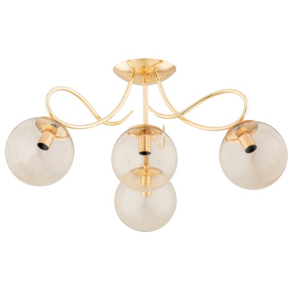 Deckenlampe 4-flammig Glas Gold Bernstein E14 L:58 cm