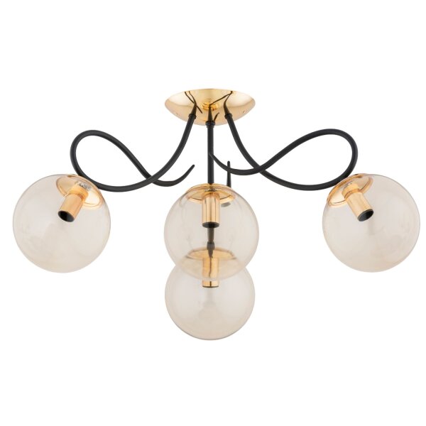 Deckenlampe 4-flammig Glas Gold Bernstein E14 B:58 cm