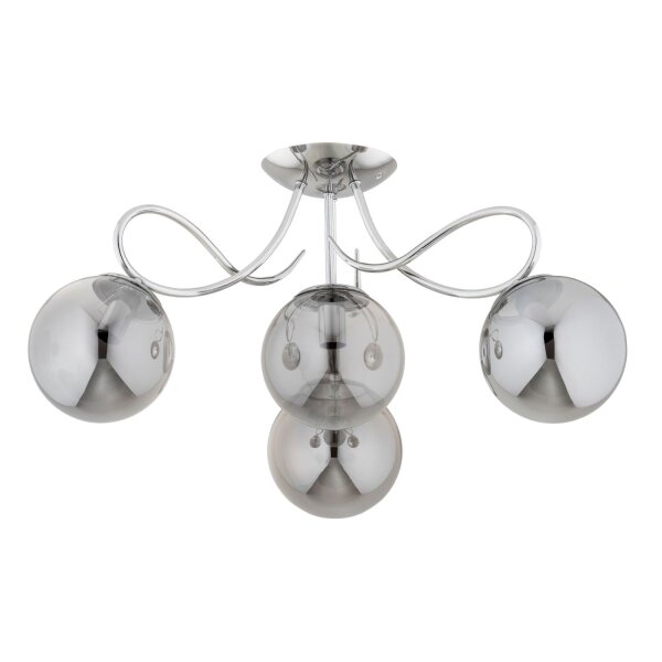 Deckenleuchte 4-flammig Rauchglas Chrom E14 B:58 cm