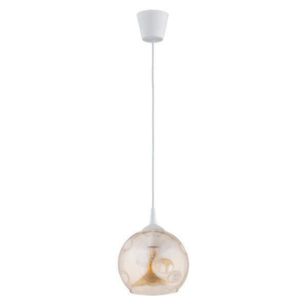 Hängelampe blendarm Glas Weiß Bernstein E27 L:20 cm