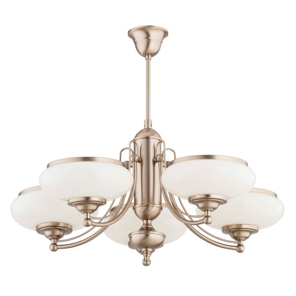 Deckenlampe 5-flammig Glas Metall Weiß Gold E27 64 cm
