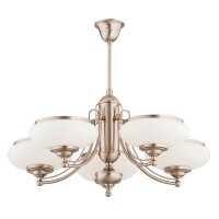 Deckenlampe 5-flammig Glas Metall Wei&szlig; Gold E27 64 cm