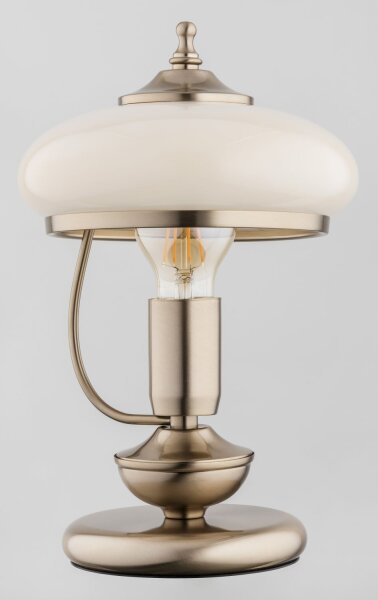 Tischlampe Glas Metall Weiß Gold E27 H:31 cm Modern