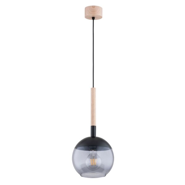 Pendelleuchte Glas Schwarz Natur E27 L:20 cm Modern
