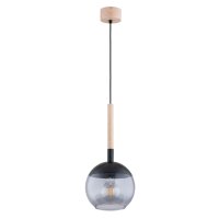 Pendelleuchte Glas Schwarz Natur E27 L:20 cm Modern
