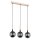Pendelleuchte 3-flammig Holz Glas Schwarz E14 L:61 cm