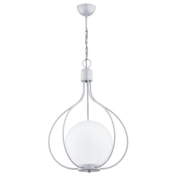 Hängelampe Glas Metall Silber E27 L:43 cm wohnlich
