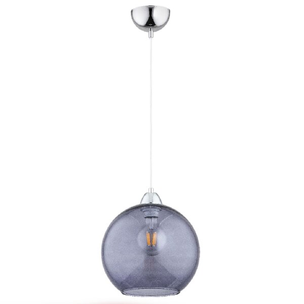 Pendelleuchte Glas Graphit Chrom E27 L:25 cm Modern