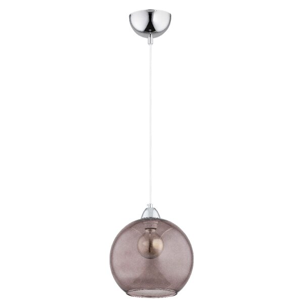 Pendelleuchte Glas Braun Chrom E27 L:25 cm Kugel Schirm