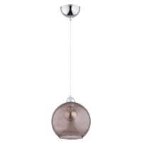Pendelleuchte Glas Braun Chrom E27 L:25 cm Kugel Schirm