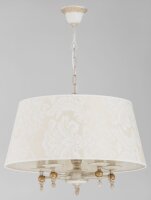 H&auml;ngelampe Stoff Wei&szlig; E14 L:50 cm 5-flammig...