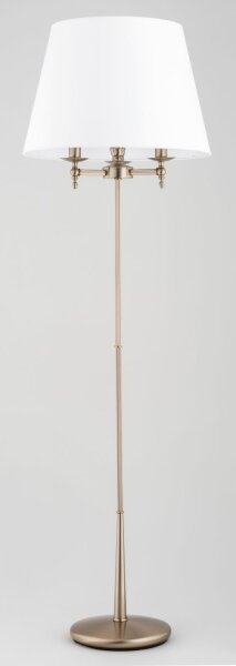 Stehleuchte 3-flammig Stoff Messing Weiß E14 164 cm