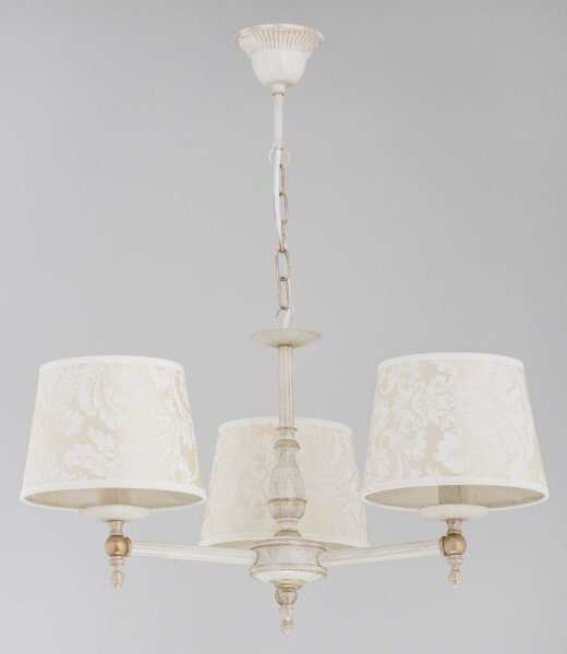 Pendelleuchte 3-flammig Stoff Weiß E14 55 cm Vintage
